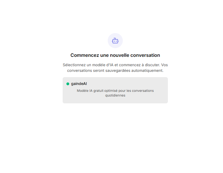 Interface GaindeAI montrant une conversation sur l'histoire du Sénégal